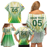 Custom Cook Islands Rugby Family Matching Off Shoulder Short Dress and Hawaiian Shirt Unique Style White Version - Polynesian Pride