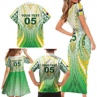 Custom Cook Islands Rugby Family Matching Short Sleeve Bodycon Dress and Hawaiian Shirt Unique Style White Version - Polynesian Pride