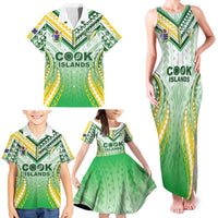 Custom Cook Islands Rugby Family Matching Tank Maxi Dress and Hawaiian Shirt Unique Style White Version - Polynesian Pride