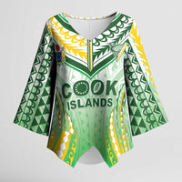 Custom Cook Islands Rugby Kimono Sleeve Blouse Unique Style White Version - Polynesian Pride