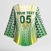 Custom Cook Islands Rugby Kimono Sleeve Blouse Unique Style White Version - Polynesian Pride