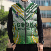 Custom Cook Islands Rugby Sleeveless Puffer Jacket Unique Style White Version - Polynesian Pride