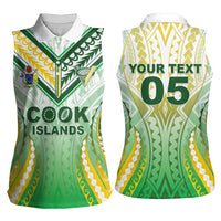 Custom Cook Islands Rugby Women Sleeveless Polo Shirt Unique Style White Version - Polynesian Pride