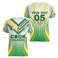 Custom Cook Islands Rugby Women V-Neck T-Shirt Unique Style White Version - Polynesian Pride