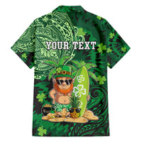Personalised Hawaii St.Patrick Day Family Matching Short Sleeve Bodycon Dress and Hawaiian Shirt Surfing Leprechaun LT05 - Polynesian Pride