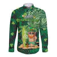 Personalised Hawaii St.Patrick Day Long Sleeve Button Shirt Surfing Leprechaun LT05 Unisex Green - Polynesian Pride