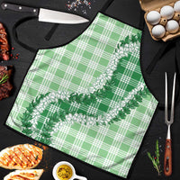 Green Hawaii Palaka Apron Hawaiian Honohono Lei