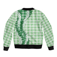 Green Hawaii Palaka Bomber Jacket Hawaiian Honohono Lei LT05 - Polynesian Pride