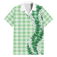 Green Hawaii Palaka Family Matching Off The Shoulder Long Sleeve Dress and Hawaiian Shirt Hawaiian Honohono Lei LT05 Dad's Shirt - Short Sleeve Green - Polynesian Pride