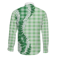 Green Hawaii Palaka Family Matching Off Shoulder Short Dress and Hawaiian Shirt Hawaiian Honohono Lei LT05 - Polynesian Pride