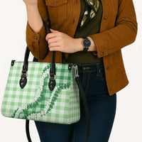 Green Hawaii Palaka Leather Bag Hawaiian Honohono Lei