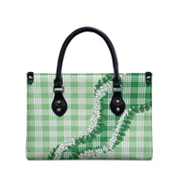 Green Hawaii Palaka Leather Bag Hawaiian Honohono Lei