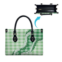 Green Hawaii Palaka Leather Bag Hawaiian Honohono Lei