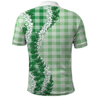 Green Hawaii Palaka Polo Shirt Hawaiian Honohono Lei