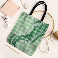 Green Hawaii Palaka Tote Bag Hawaiian Honohono Lei