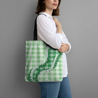 Green Hawaii Palaka Tote Bag Hawaiian Honohono Lei