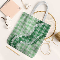 Green Hawaii Palaka Tote Bag Hawaiian Honohono Lei