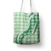 Green Hawaii Palaka Tote Bag Hawaiian Honohono Lei