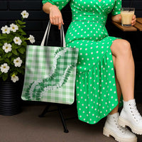 Green Hawaii Palaka Tote Bag Hawaiian Honohono Lei