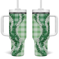 Green Hawaii Palaka Tumbler With Handle Hawaiian Honohono Lei