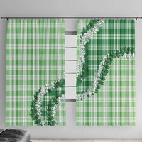 Green Hawaii Palaka Window Curtain Hawaiian Honohono Lei