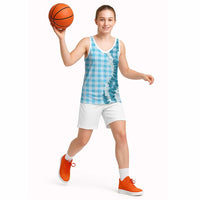 Blue Hawaii Palaka Basketball Jersey Hawaiian Honohono Lei