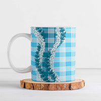 Blue Hawaii Palaka Ceramic Mug Hawaiian Honohono Lei