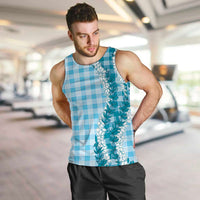 Blue Hawaii Palaka Men Tank Top Hawaiian Honohono Lei