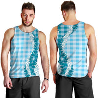 Blue Hawaii Palaka Men Tank Top Hawaiian Honohono Lei