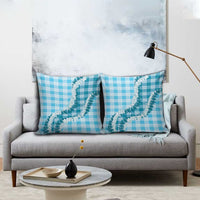 Blue Hawaii Palaka Pillow Cover Hawaiian Honohono Lei