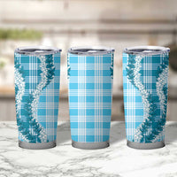 Blue Hawaii Palaka Tumbler Cup Hawaiian Honohono Lei
