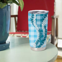 Blue Hawaii Palaka Tumbler Cup Hawaiian Honohono Lei