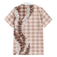 Beige Hawaii Palaka Family Matching Off Shoulder Maxi Dress and Hawaiian Shirt Hawaiian Honohono Lei LT05 - Polynesian Pride