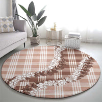 Beige Hawaii Palaka Round Carpet Hawaiian Honohono Lei LT05 - Polynesian Pride