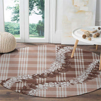 Beige Hawaii Palaka Round Carpet Hawaiian Honohono Lei LT05 - Polynesian Pride