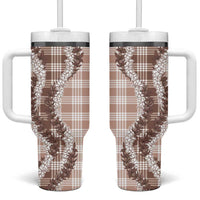Beige Hawaii Palaka Tumbler With Handle Hawaiian Honohono Lei