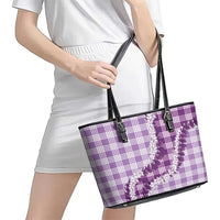 Violet Hawaii Palaka Leather Tote Bag Hawaiian Honohono Lei
