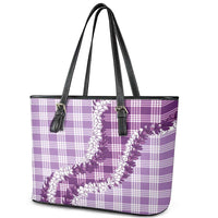 Violet Hawaii Palaka Leather Tote Bag Hawaiian Honohono Lei