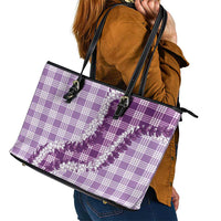 Violet Hawaii Palaka Leather Tote Bag Hawaiian Honohono Lei