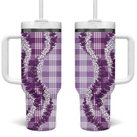 Violet Hawaii Palaka Tumbler With Handle Hawaiian Honohono Lei