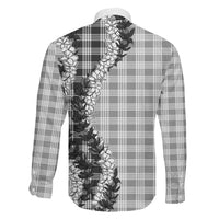 Gray Hawaii Palaka Family Matching Long Sleeve Bodycon Dress and Hawaiian Shirt Hawaiian Honohono Lei LT05 - Polynesian Pride