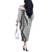 Gray Hawaii Palaka Off The Shoulder Long Sleeve Dress Hawaiian Honohono Lei