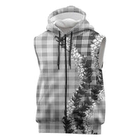 Gray Hawaii Palaka Sleeveless Zip Hoodie Hawaiian Honohono Lei