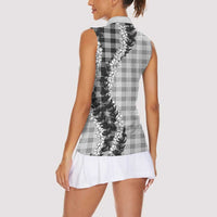 Gray Hawaii Palaka Women Sleeveless Polo Shirt Hawaiian Honohono Lei