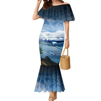 New Zealand Wanaka Air Show Mermaid Dress With Maori Pattern LT05 Women Blue - Polynesian Pride