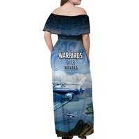 New Zealand Wanaka Air Show Off Shoulder Maxi Dress With Maori Pattern