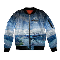 New Zealand Wanaka Air Show Sleeve Zip Bomber Jacket With Maori Pattern