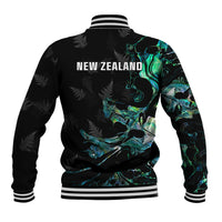 New Zealand Marathon Baseball Jacket Silver Fern Paua Shell Simple Style