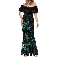 New Zealand Marathon Mermaid Dress Silver Fern Paua Shell Simple Style LT05 - Polynesian Pride