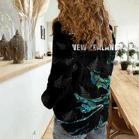 New Zealand Marathon Women Casual Shirt Silver Fern Paua Shell Simple Style